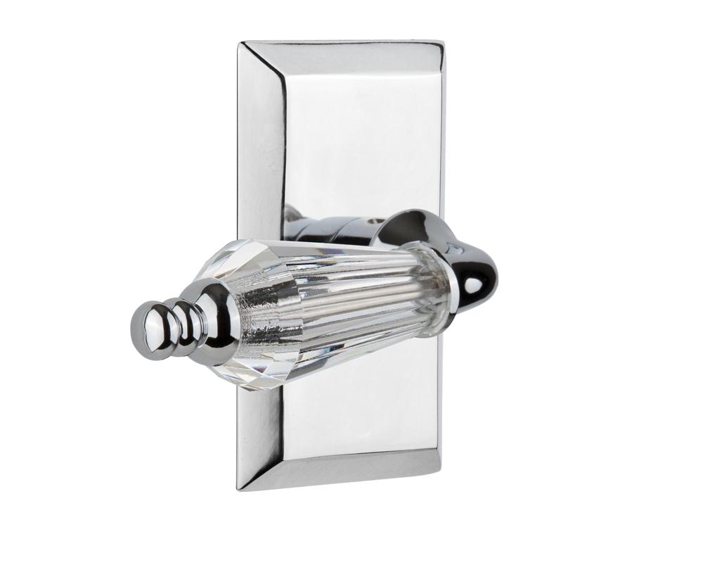 Nostalgic Warehouse Studio Plate Privacy Parlor Lever in Bright Chrome