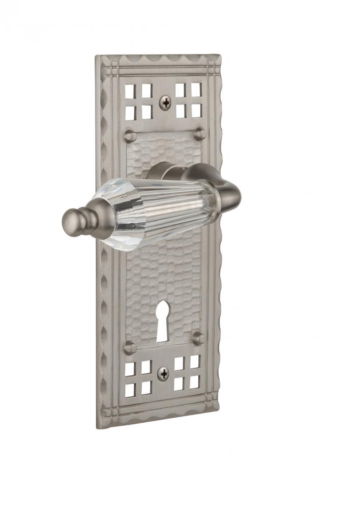 Nostalgic Warehouse Craftsman Plate with Keyhole Privacy Parlor Lever in Satin Nickel