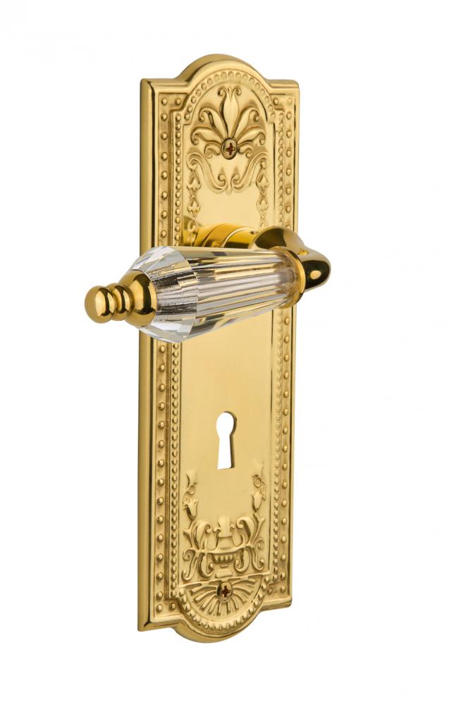 Nostalgic Warehouse Meadows Plate Interior Mortise Parlor Lever in Unlacquered Brass