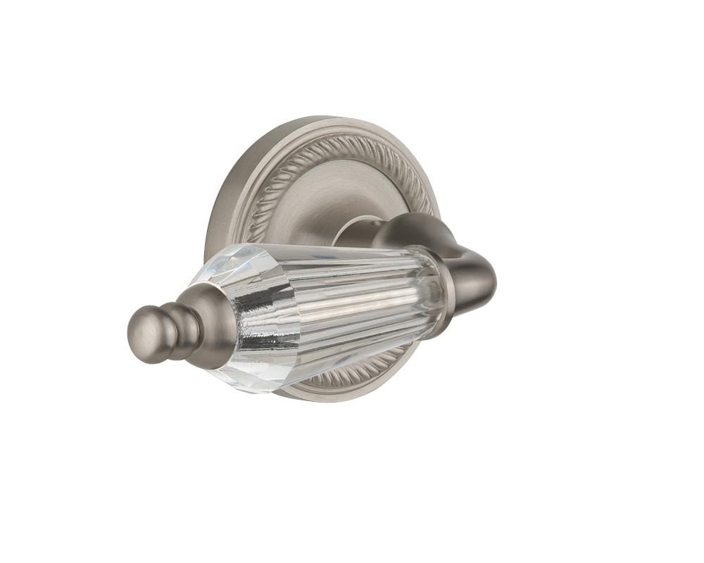 Nostalgic Warehouse Rope Rosette Interior Mortise Parlor Lever in Satin Nickel