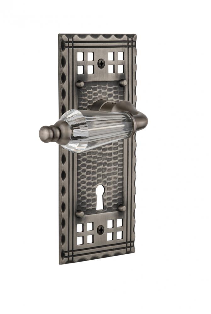 Nostalgic Warehouse Craftsman Plate Interior Mortise Parlor Lever in Antique Pewter