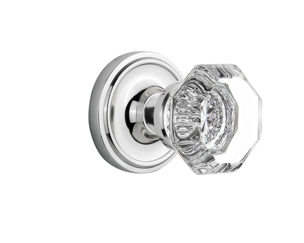 Nostalgic Warehouse Classic Rosette Privacy Waldorf Door Knob in Bright Chrome