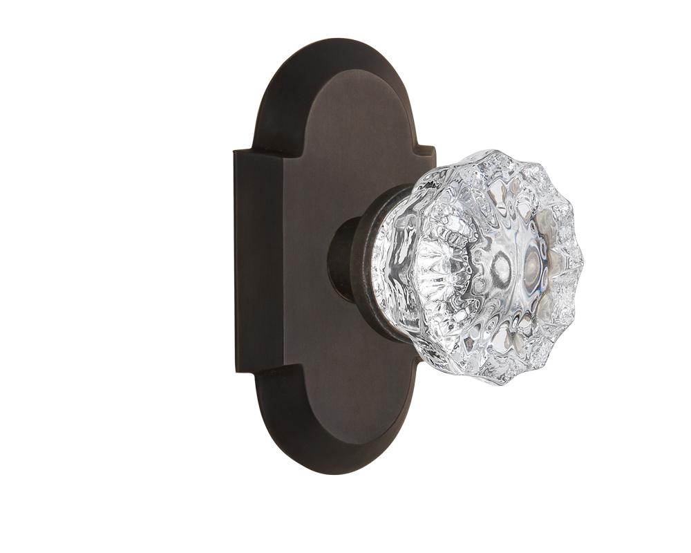Nostalgic Warehouse Cottage Plate Privacy Crystal Glass Door Knob in Oil-Rubbed Bronze