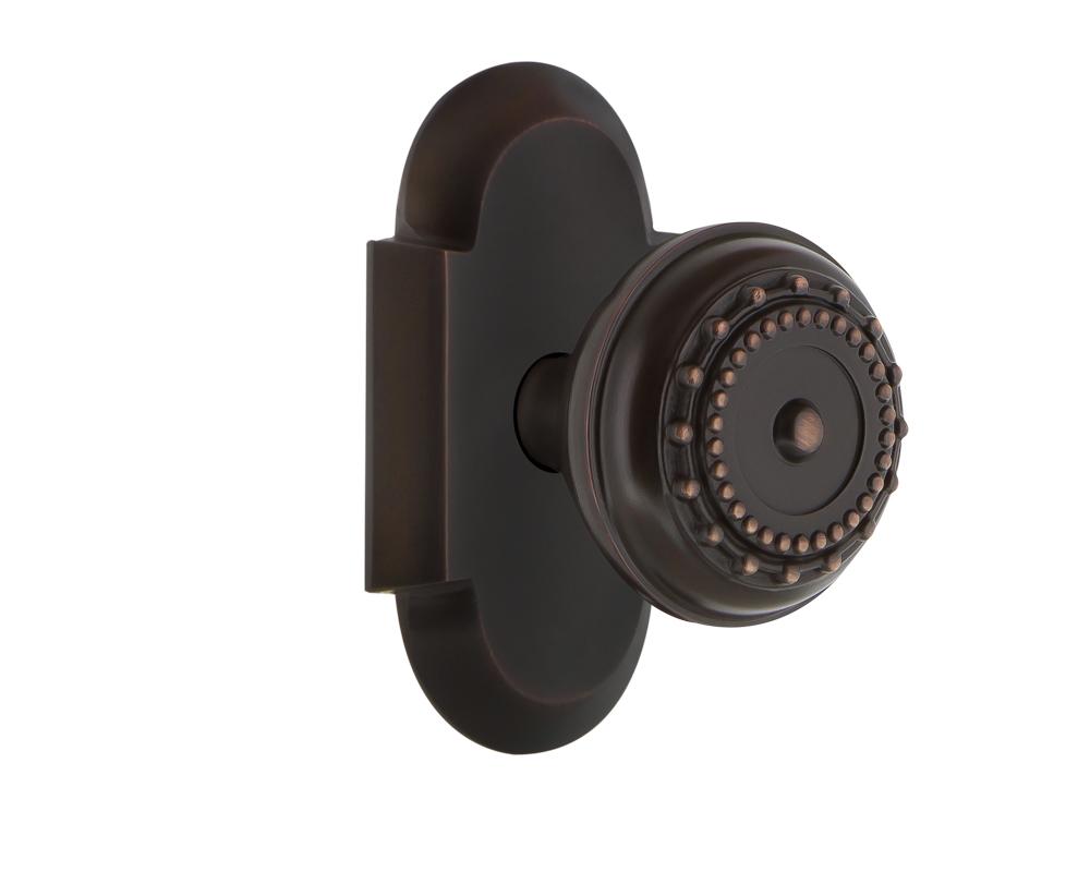 Nostalgic Warehouse Cottage Plate Privacy Meadows Door Knob in Timeless Bronze