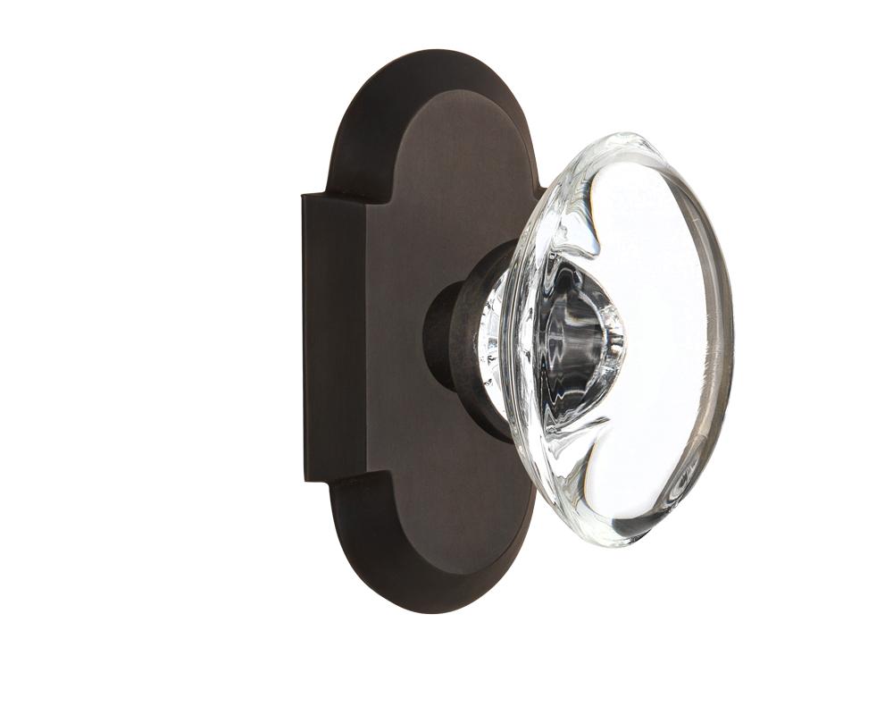 Nostalgic Warehouse Cottage Plate Privacy Oval Clear Crystal Glass Door Knob in Oil-Rubbed Bronze