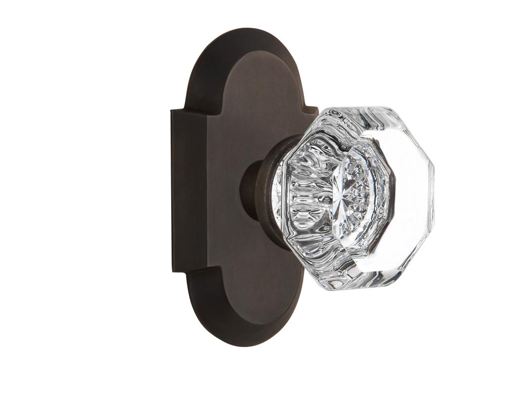 Nostalgic Warehouse Cottage Plate Privacy Waldorf Door Knob in Oil-Rubbed Bronze