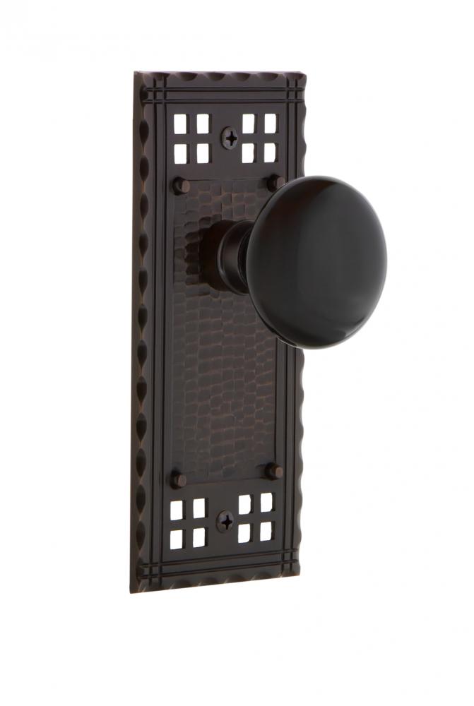 Nostalgic Warehouse Craftsman Plate Privacy Black Porcelain Door Knob in Timeless Bronze