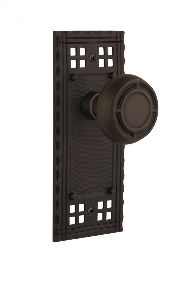 Nostalgic Warehouse Craftsman Plate Privacy Mission Door Knob in Oil-Rubbed Bronze