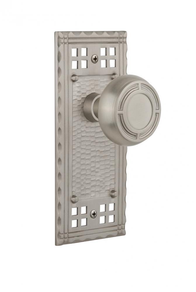 Nostalgic Warehouse Craftsman Plate Privacy Mission Door Knob in Satin Nickel