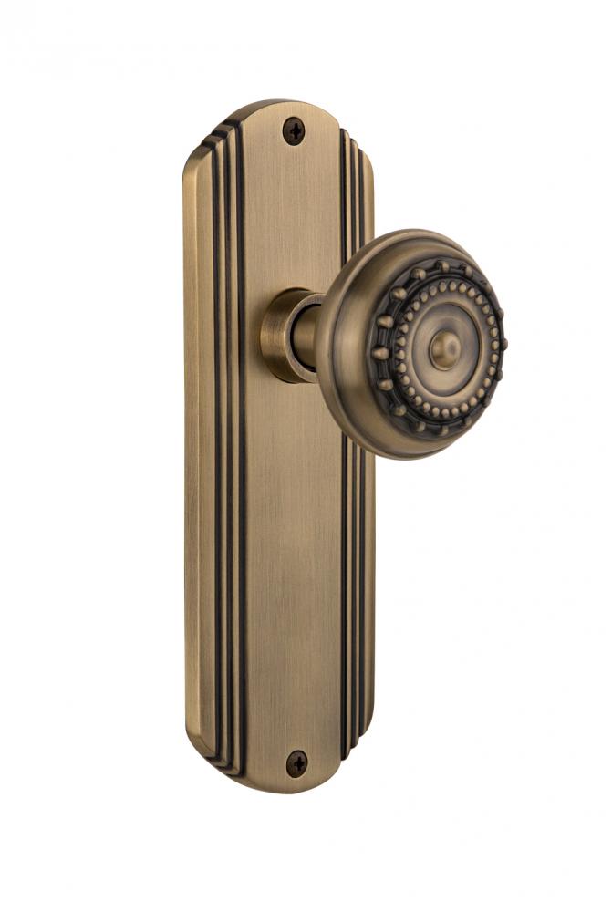 Nostalgic Warehouse Deco Plate Privacy Meadows Door Knob in Antique Brass