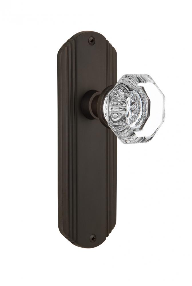 Nostalgic Warehouse Deco Plate Privacy Waldorf Door Knob in Oil-Rubbed Bronze