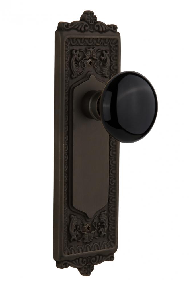 Nostalgic Warehouse Egg & Dart Plate Privacy Black Porcelain Door Knob in Oil-Rubbed Bronze