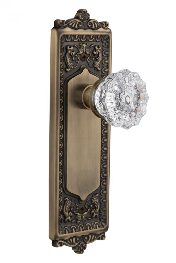 Nostalgic Warehouse Egg & Dart Plate with Keyhole Privacy Crystal Glass Door Knob in Antique B
