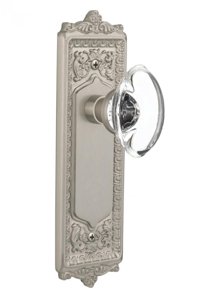 Nostalgic Warehouse Egg & Dart Plate Privacy Oval Clear Crystal Glass Door Knob in Satin Nicke