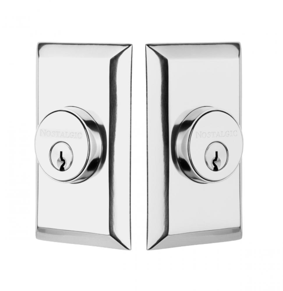 Nostalgic Warehouse Studio Plate Double Cylinder Deadbolt in Bright Chrome