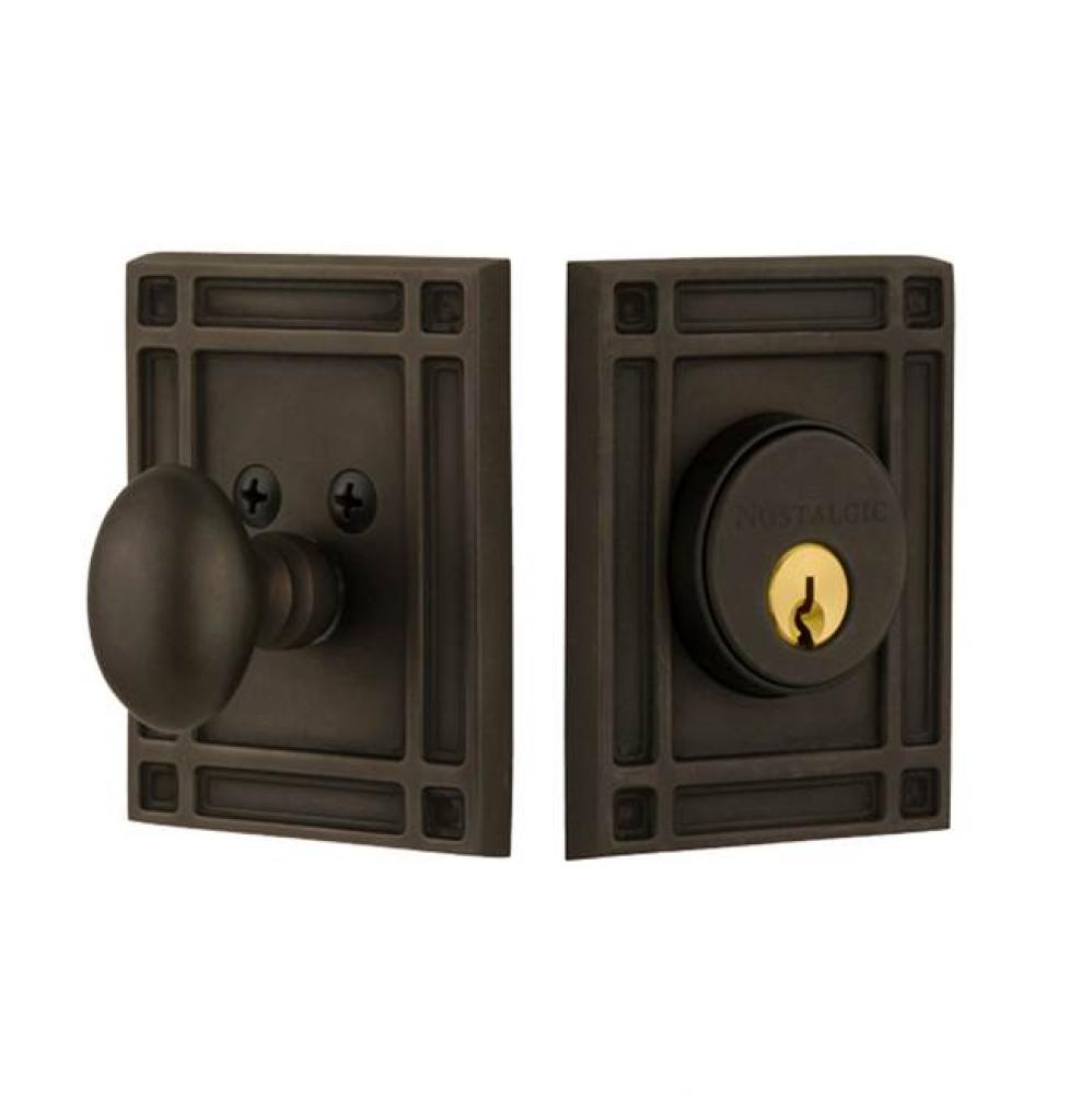 Nostalgic Warehouse Mission Plate Single Cylinder Deadbolt in Oil-Rubbed Bronze