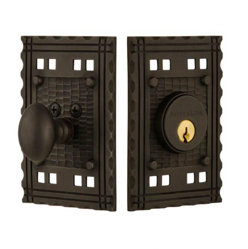 Nostalgic Warehouse Craftsman Plate Single Cylinder Deadbolt in Oil-Rubbed Bronze