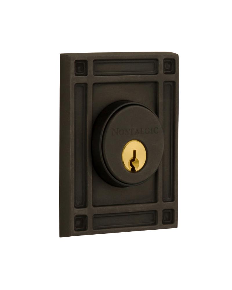 Nostalgic Warehouse Mission Plate Double Cylinder Deadbolt in Oil-Rubbed Bronze