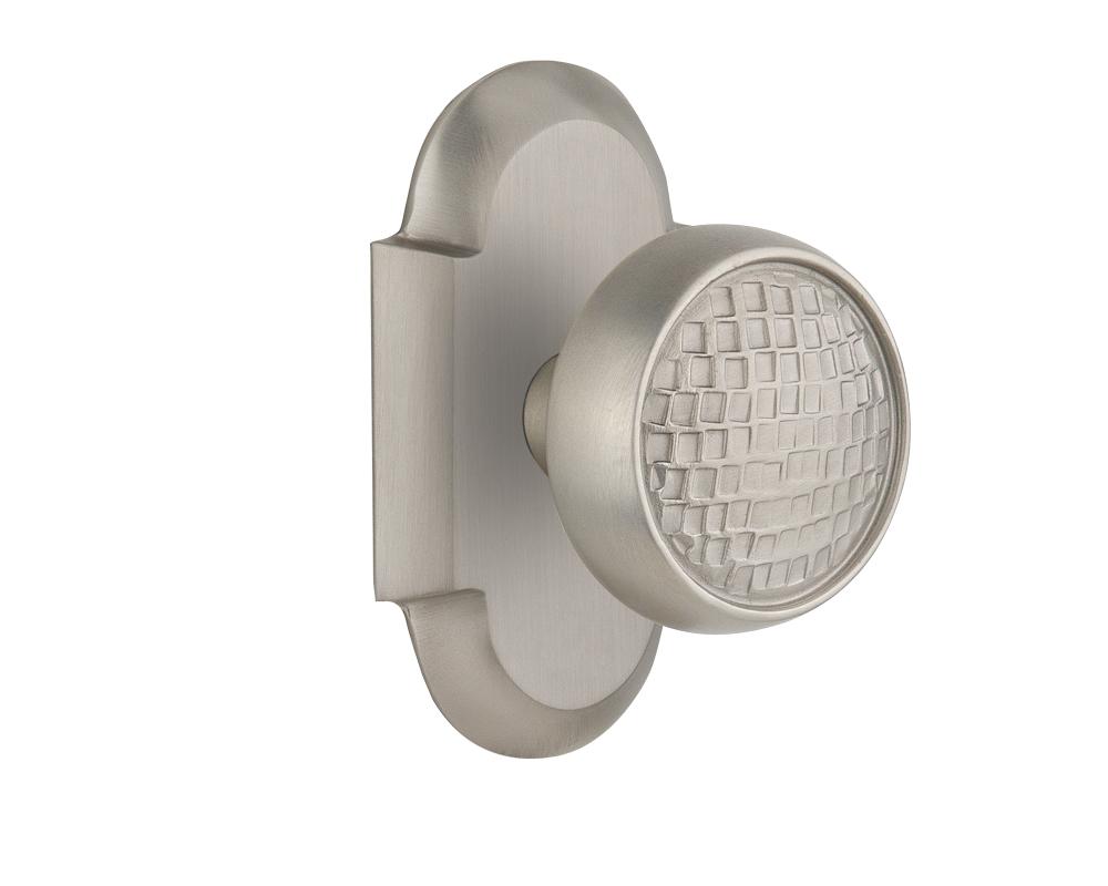 Nostalgic Warehouse Cottage Plate Privacy Craftsman Door Knob in Satin Nickel