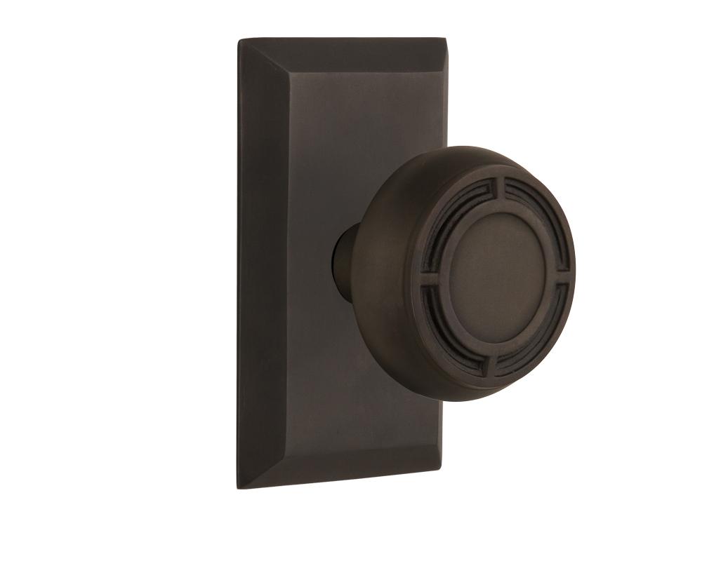 Nostalgic Warehouse Studio Plate Double Dummy Mission Door Knob in Oil-Rubbed Bronze
