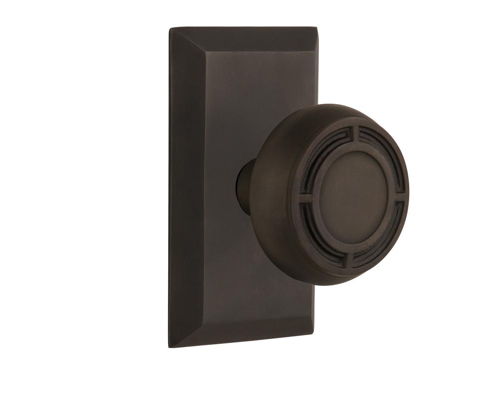 Nostalgic Warehouse Studio Plate Privacy Mission Door Knob in Oil-Rubbed Bronze