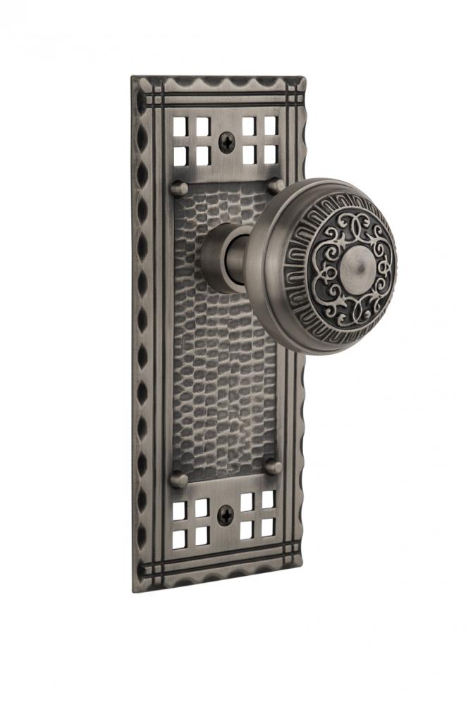 Nostalgic Warehouse Craftsman Plate Passage Egg & Dart Door Knob in Antique Pewter