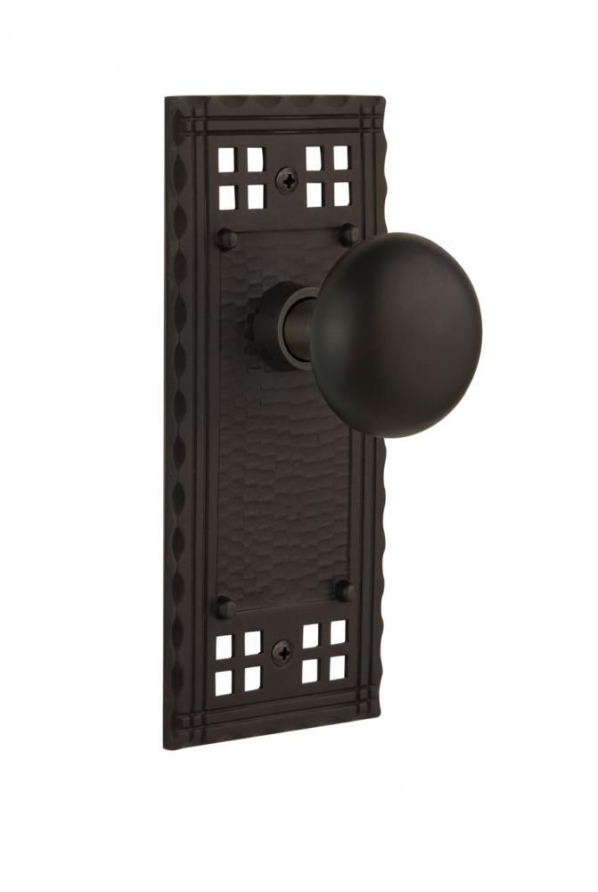 Nostalgic Warehouse Craftsman Plate Passage New York Door Knob in Oil-Rubbed Bronze