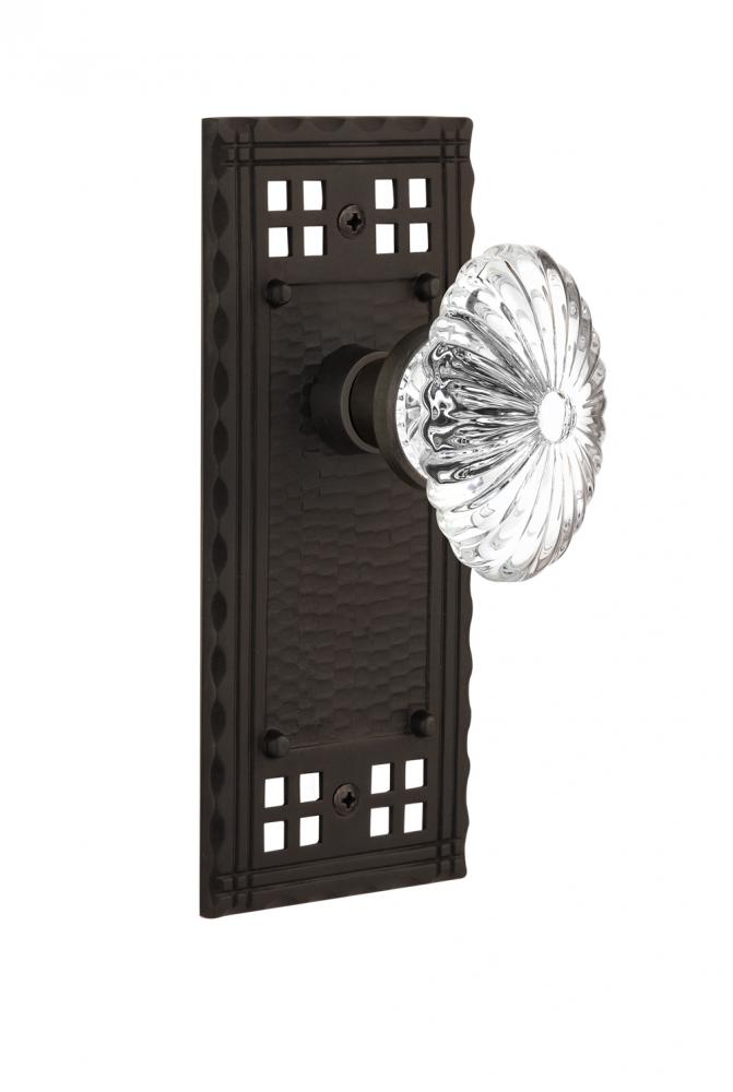 Nostalgic Warehouse Craftsman Plate Passage Oval Fluted Crystal Glass Door Knob in Oil-Rubbed Bron