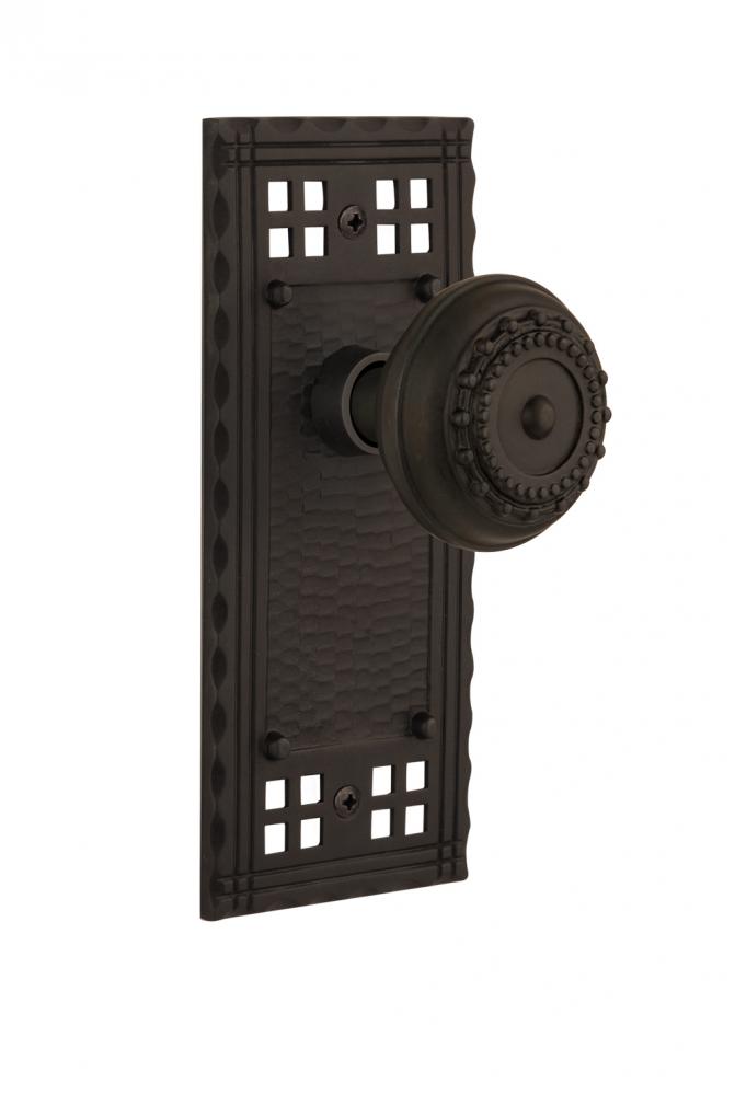 Nostalgic Warehouse Craftsman Plate Single Dummy Meadows Door Knob in Oil-Rubbed Bronze