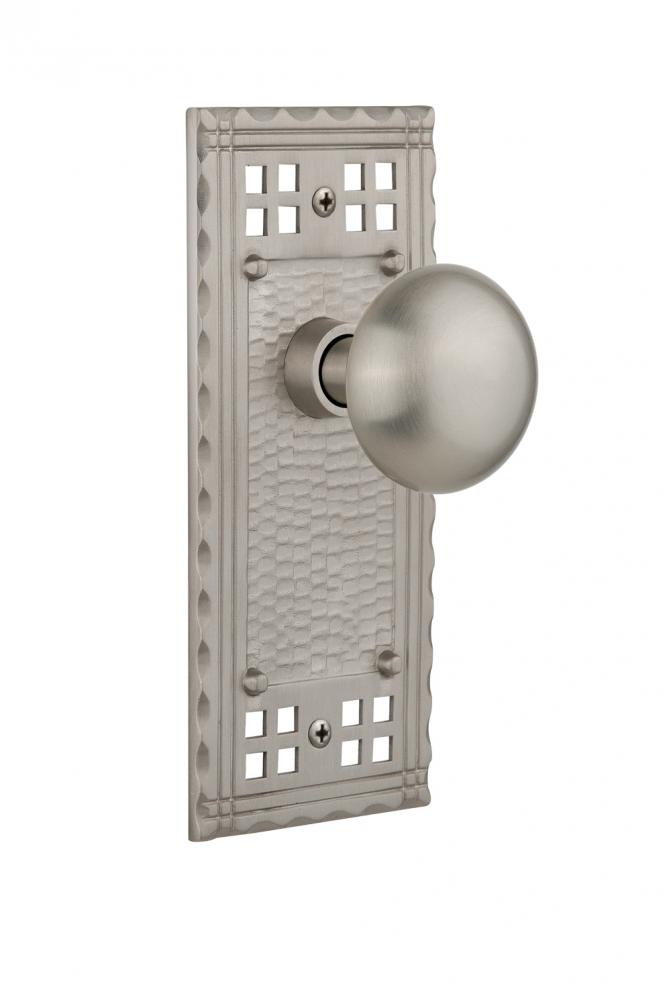 Nostalgic Warehouse Craftsman Plate Single Dummy New York Door Knob in Satin Nickel