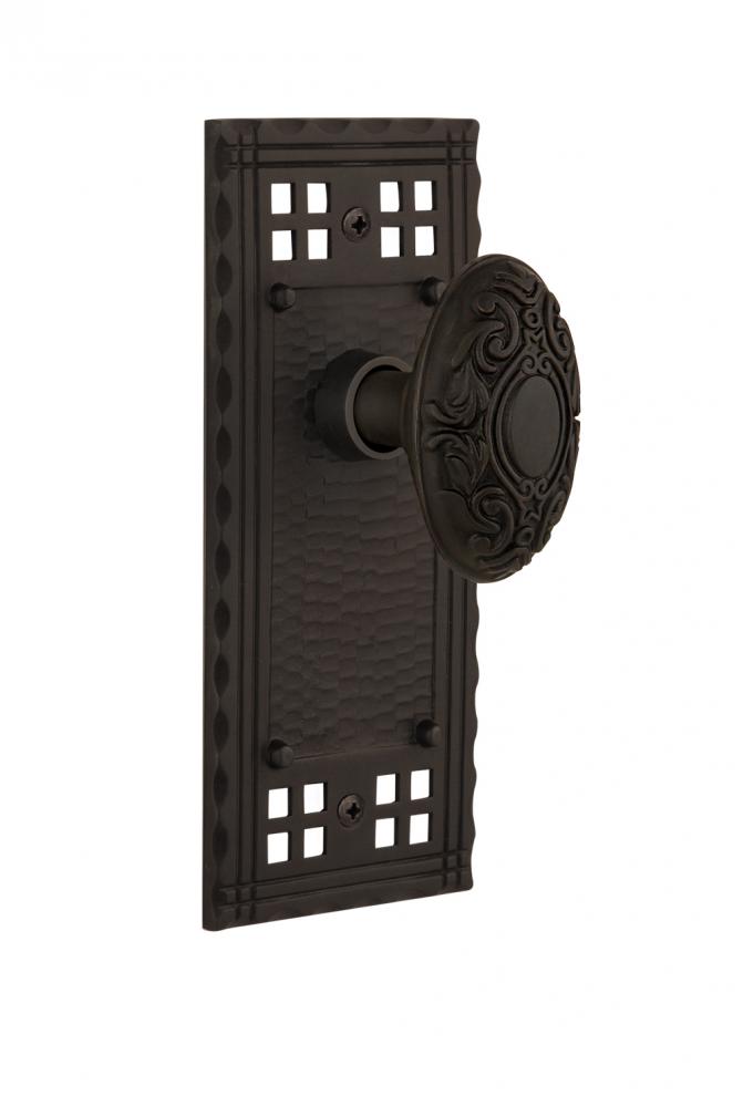 Nostalgic Warehouse Craftsman Plate Single Dummy Victorian Door Knob in Oil-Rubbed Bronze