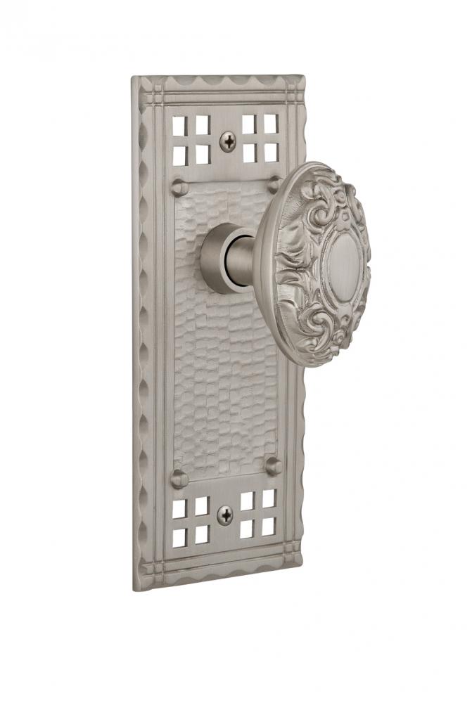 Nostalgic Warehouse Craftsman Plate Single Dummy Victorian Door Knob in Satin Nickel