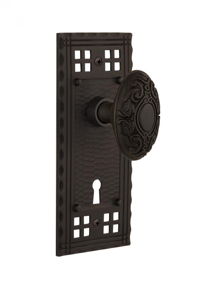 Nostalgic Warehouse Craftsman Plate with Keyhole Single Dummy Victorian Door Knob in Oil-Rubbed Br