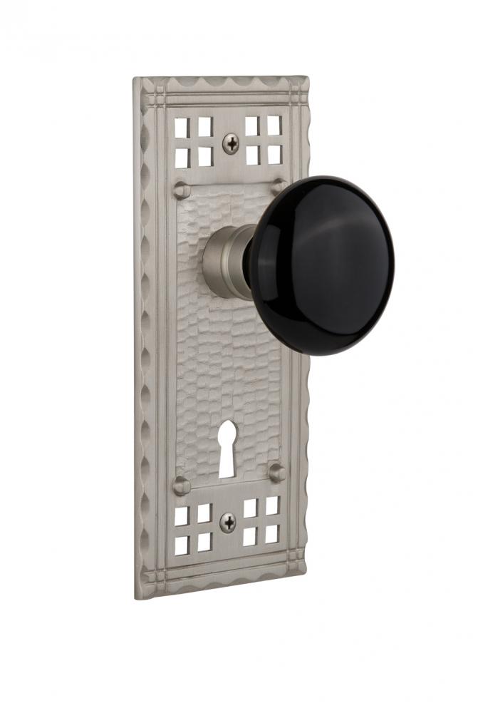 Nostalgic Warehouse Craftsman Plate with Keyhole Single Dummy Black Porcelain Door Knob in Satin N