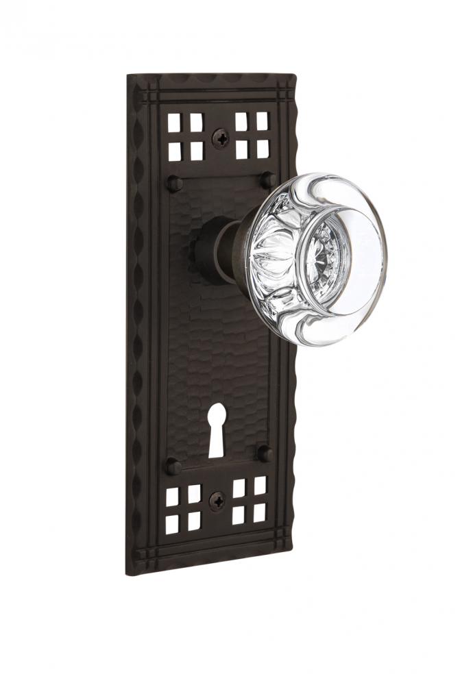 Nostalgic Warehouse Craftsman Plate with Keyhole Single Dummy Round Clear Crystal Glass Door Knob