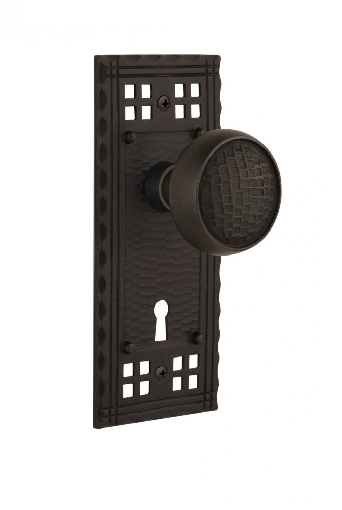 Nostalgic Warehouse Craftsman Plate with Keyhole Single Dummy Craftsman Door Knob in Oil-Rubbed Br