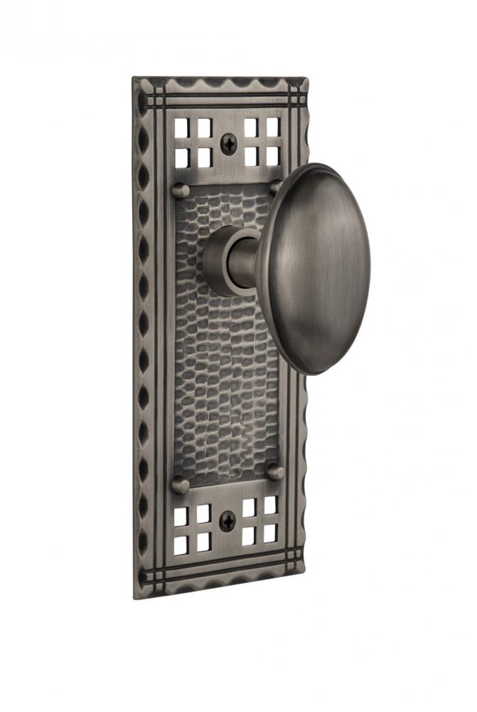 Nostalgic Warehouse Craftsman Plate Double Dummy Homestead Door Knob in Antique Pewter