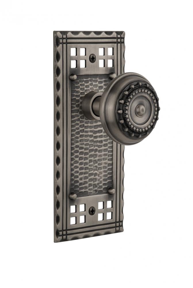 Nostalgic Warehouse Craftsman Plate Double Dummy Meadows Door Knob in Antique Pewter