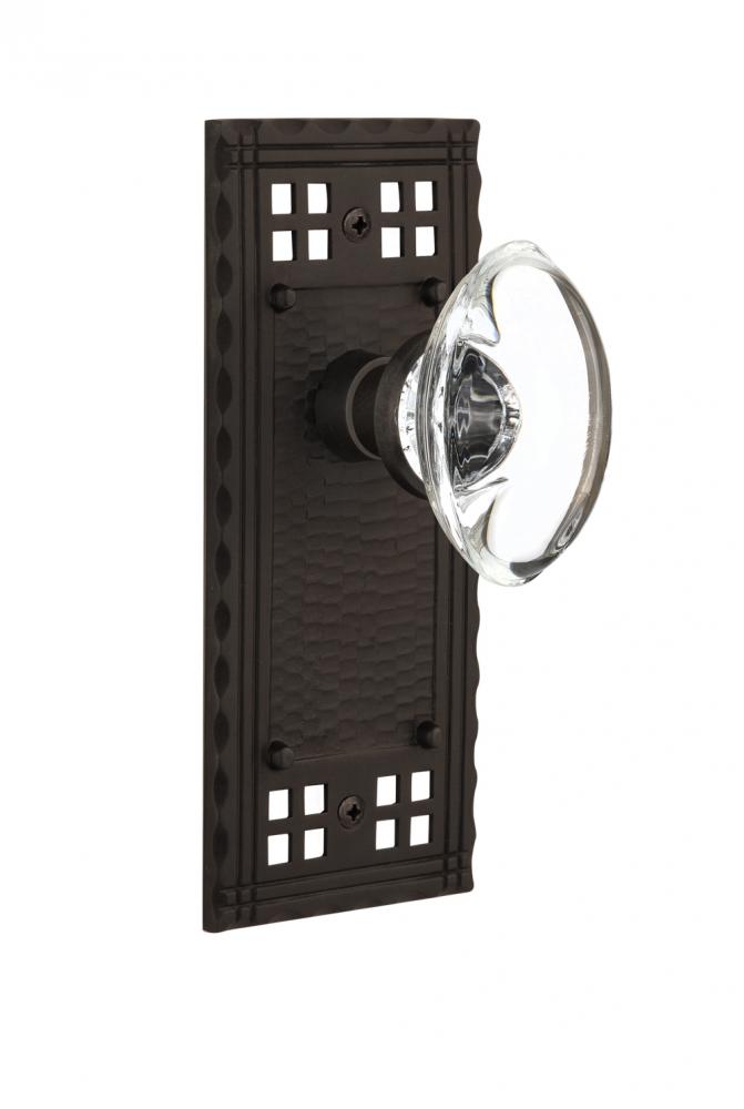 Nostalgic Warehouse Craftsman Plate Double Dummy Oval Clear Crystal Glass Door Knob in Oil-Rubbed