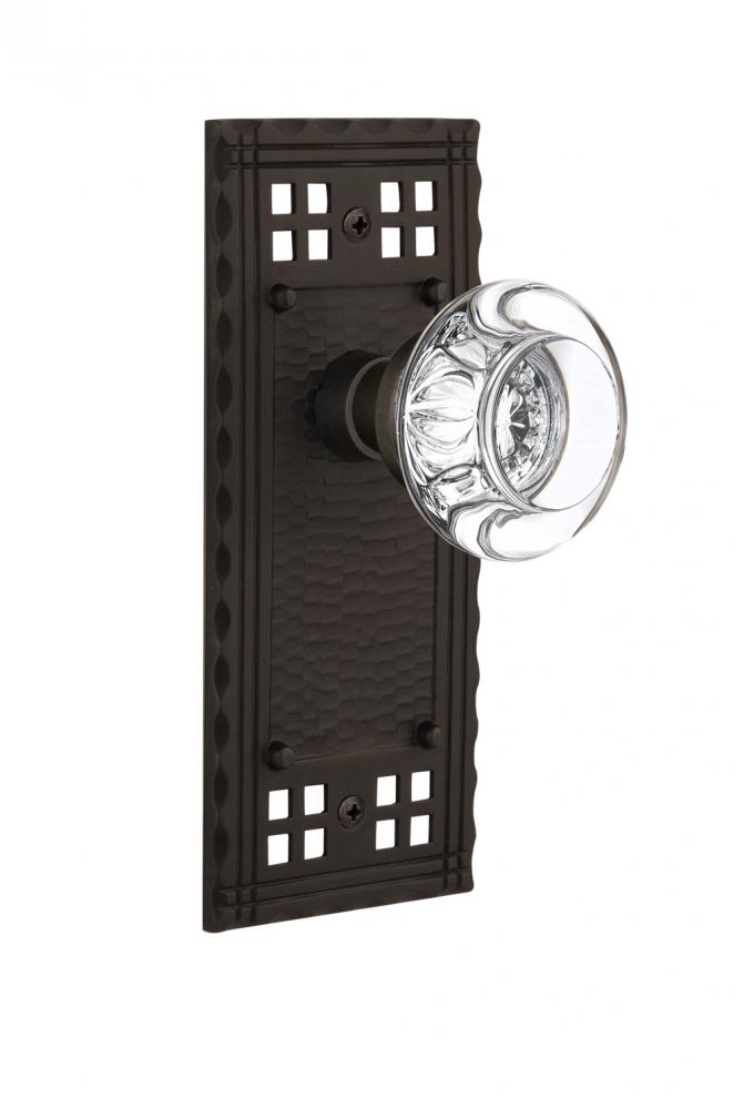 Nostalgic Warehouse Craftsman Plate Double Dummy Round Clear Crystal Glass Door Knob in Oil-Rubbed