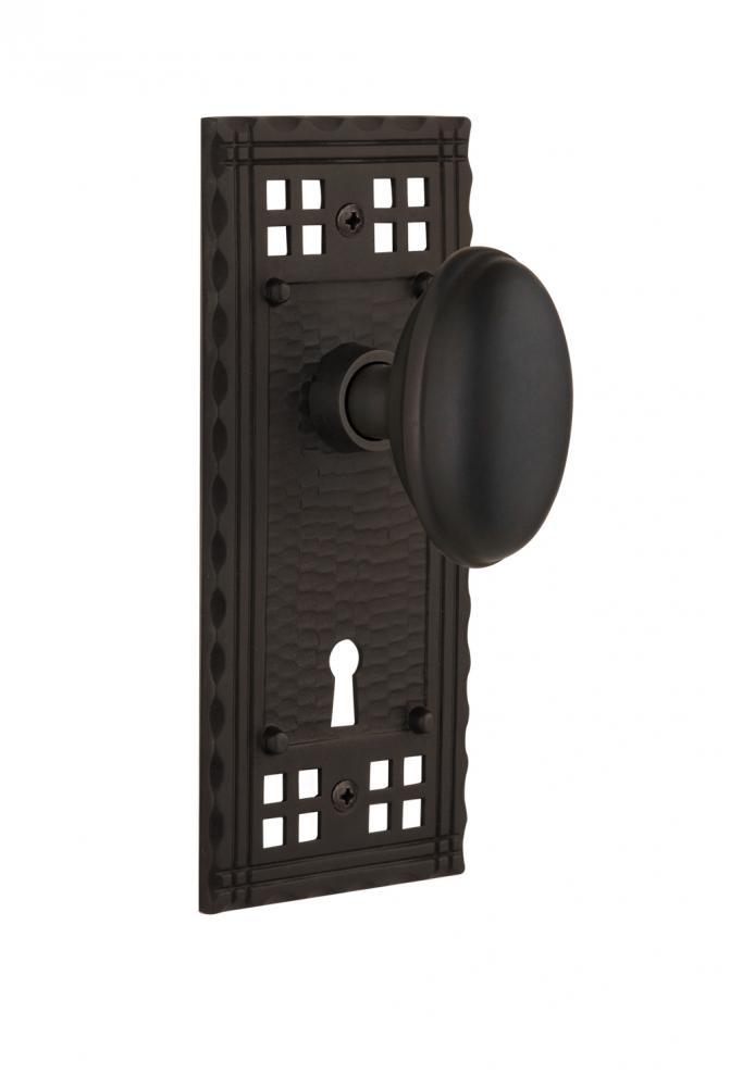 Nostalgic Warehouse Craftsman Plate with Keyhole Double Dummy Homestead Door Knob in Oil-Rubbed Br