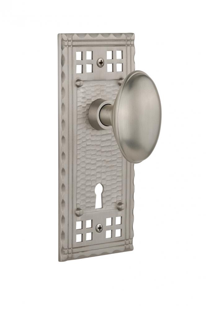 Nostalgic Warehouse Craftsman Plate with Keyhole Double Dummy Homestead Door Knob in Satin Nickel
