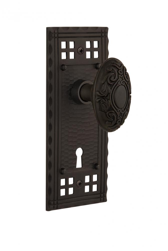Nostalgic Warehouse Craftsman Plate with Keyhole Double Dummy Victorian Door Knob in Oil-Rubbed Br