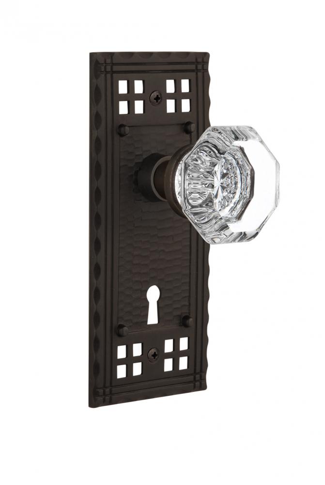 Nostalgic Warehouse Craftsman Plate with Keyhole Double Dummy Waldorf Door Knob in Oil-Rubbed Bron