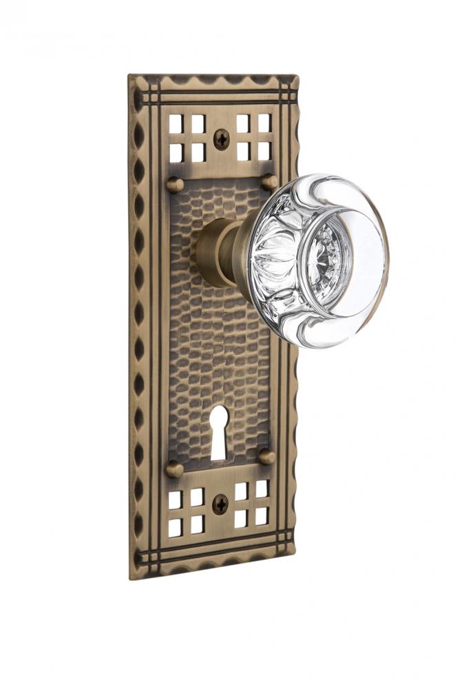 Nostalgic Warehouse Craftsman Plate with Keyhole Double Dummy Round Clear Crystal Glass Door Knob