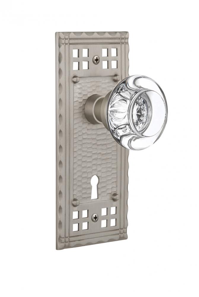 Nostalgic Warehouse Craftsman Plate with Keyhole Double Dummy Round Clear Crystal Glass Door Knob