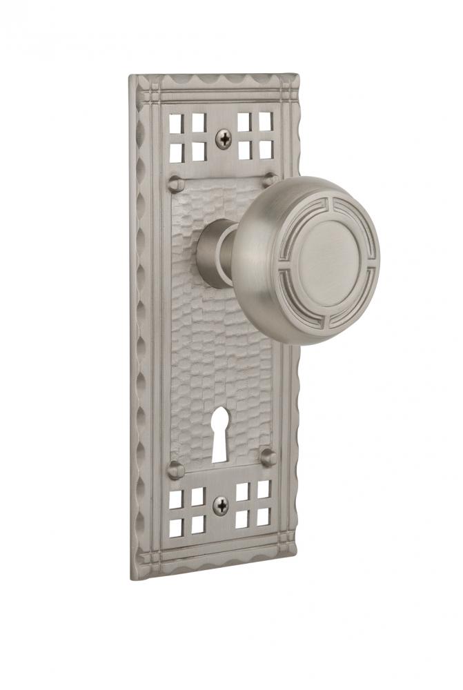 Nostalgic Warehouse Craftsman Plate with Keyhole Double Dummy Mission Door Knob in Satin Nickel