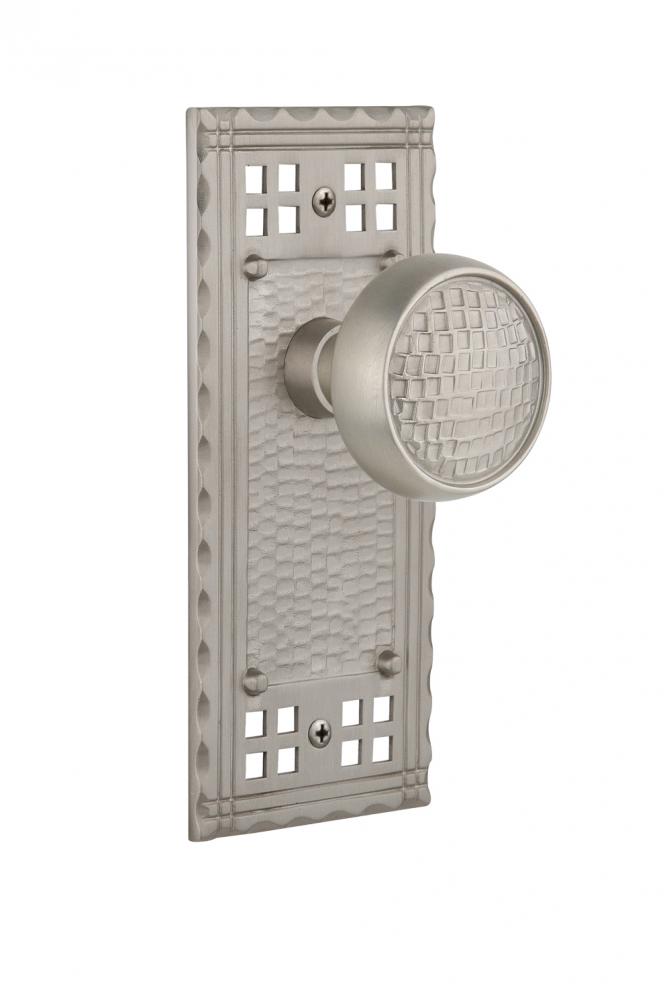 Nostalgic Warehouse Craftsman Plate Privacy Craftsman Door Knob in Satin Nickel