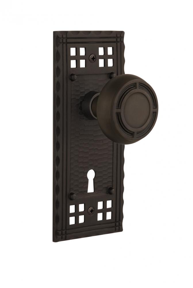 Nostalgic Warehouse Craftsman Plate with Keyhole Privacy Mission Door Knob in Oil-Rubbed Bronze