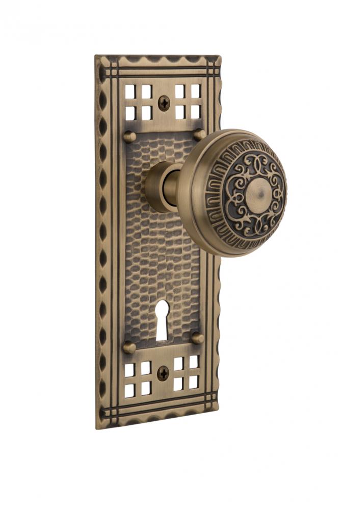 Nostalgic Warehouse Craftsman Plate Interior Mortise Egg & Dart Door Knob in Antique Brass
